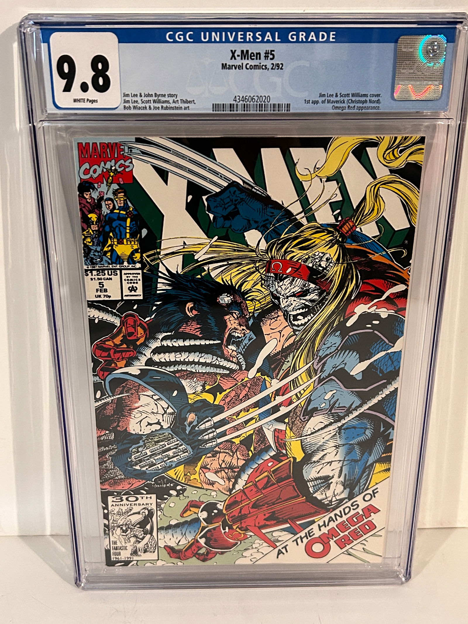 Vintage Comic Book X-Men #5 CGC 9.8 1st app Maverick 1st Cover & 2nd app Omega Red 1992 Marvel (1 of 2)