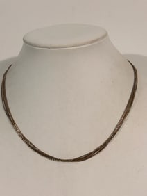 Vintage Sterling Silver Multi Strand Necklace 16"