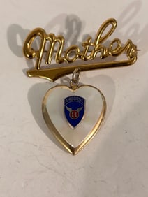 Vintage Mother Airborn 11 heart Pin Brooch
