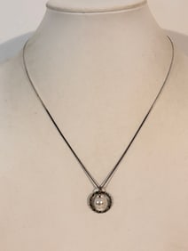 Vintage Sterling Silver pearl pendant Necklace 18"