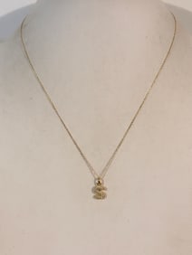 Vintage Sterling Silver S Pendant Necklace 18"
