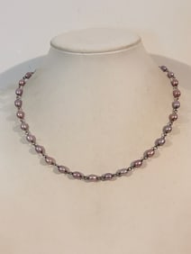 Vintage Sterling Silver Pearl Necklace 18"