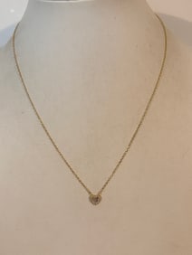 Vintage Sterling Silver heart pendant Necklace 17"