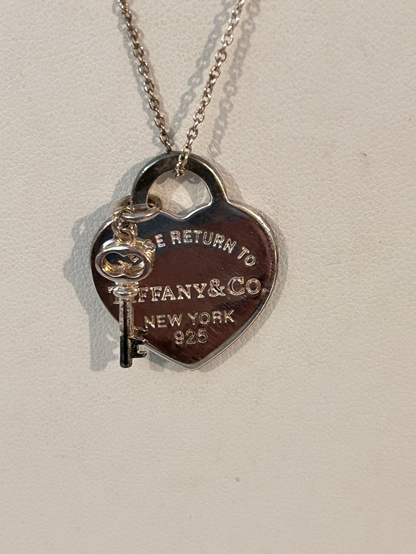 Please Return To Tiffany & Co Heart & Key Tag Pendant Sterling Silver Necklace 25" (1 of 7)