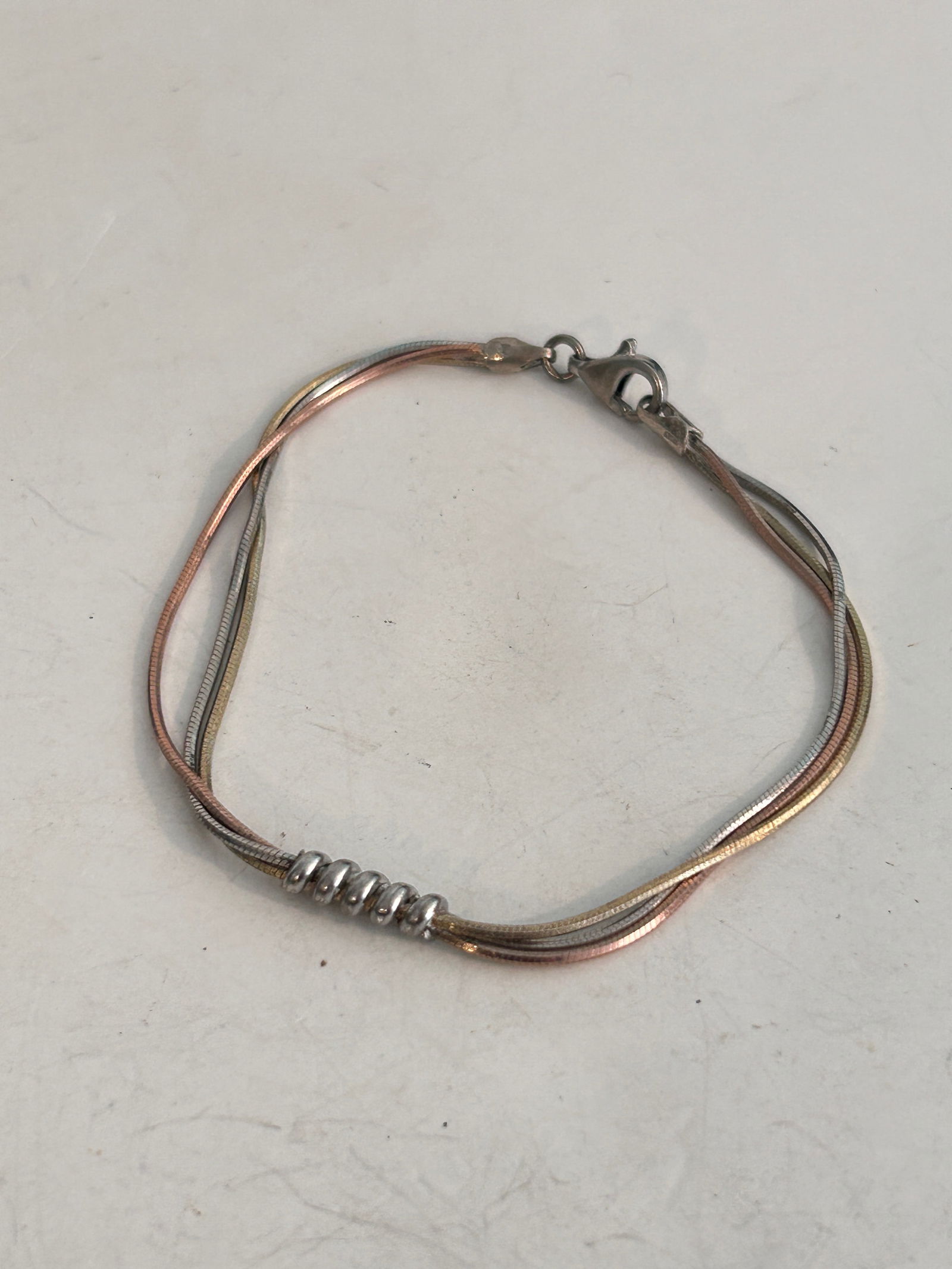 Vintage Sterling Silver 3 strand Bracelet 7 1/2": Vintage Sterling Silver 3 strand Bracelet 7 1/2" Please view all photos as they are part of the description and condition of this Item, Feel free to contact me with questions or picture requests! Used