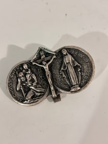 Vintage Catholic alligator Clip pin Crucifix