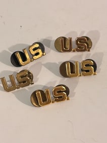 Vintage U.S. Script Military Collar Insignia Pin (Lot of 5