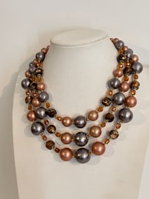 Vintage Japan 3 strand Necklace Sz 14"