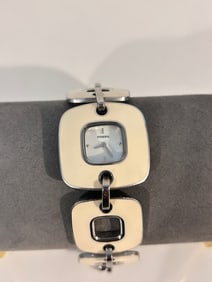 Vintage Fossil mother of pearl working enamel Watch