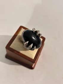 sterling silver onyx claw ring Sz 8