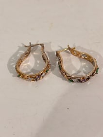 Bradford Exchange BGE Sterling Silver Vermeil Hoop Earrings