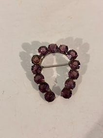 Vintage Sterling Silver Amethyst Brooch
