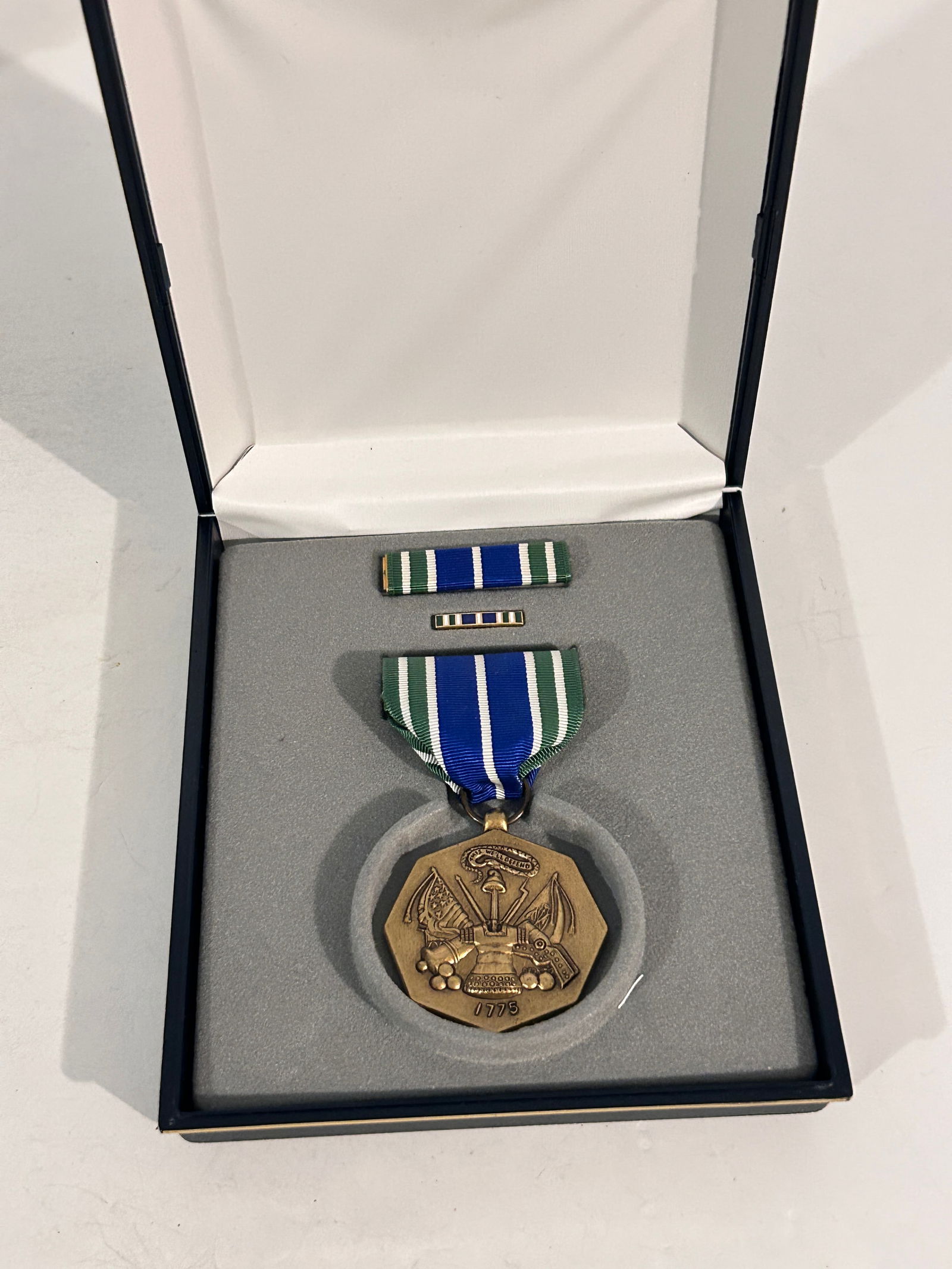 U.S. Army Achievement Medal. Early (First) Issue with Case, Ribbon and Lapel Pin (1 of 6)