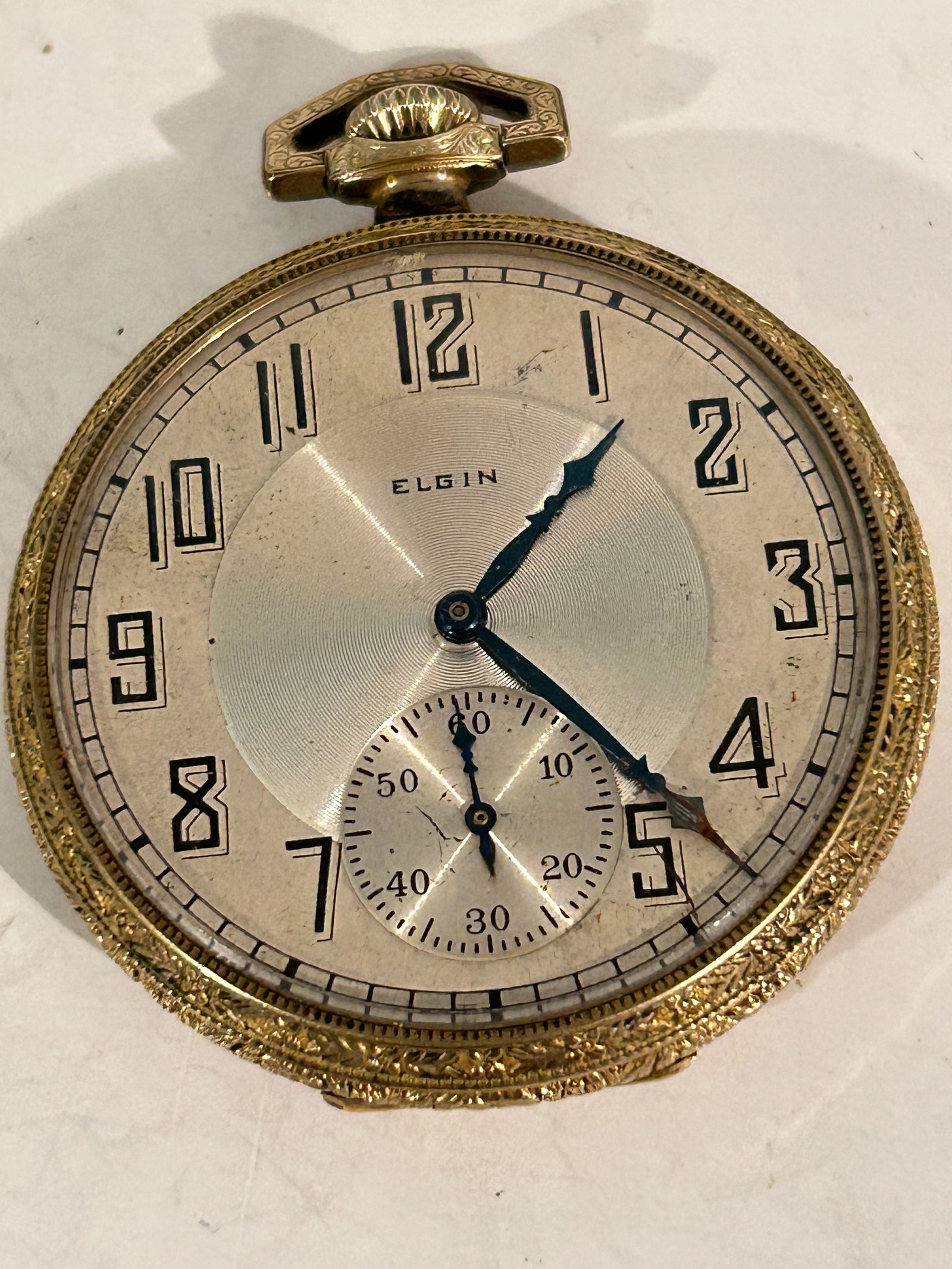 Elgin Art Deco Pocket Watch Size 12 Fifteen Jewels Running Condition (1 of 5)