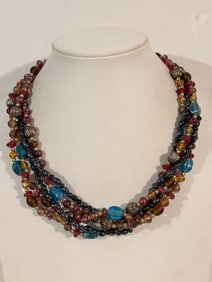 Vintage 5 strand glass bead Necklace 17"