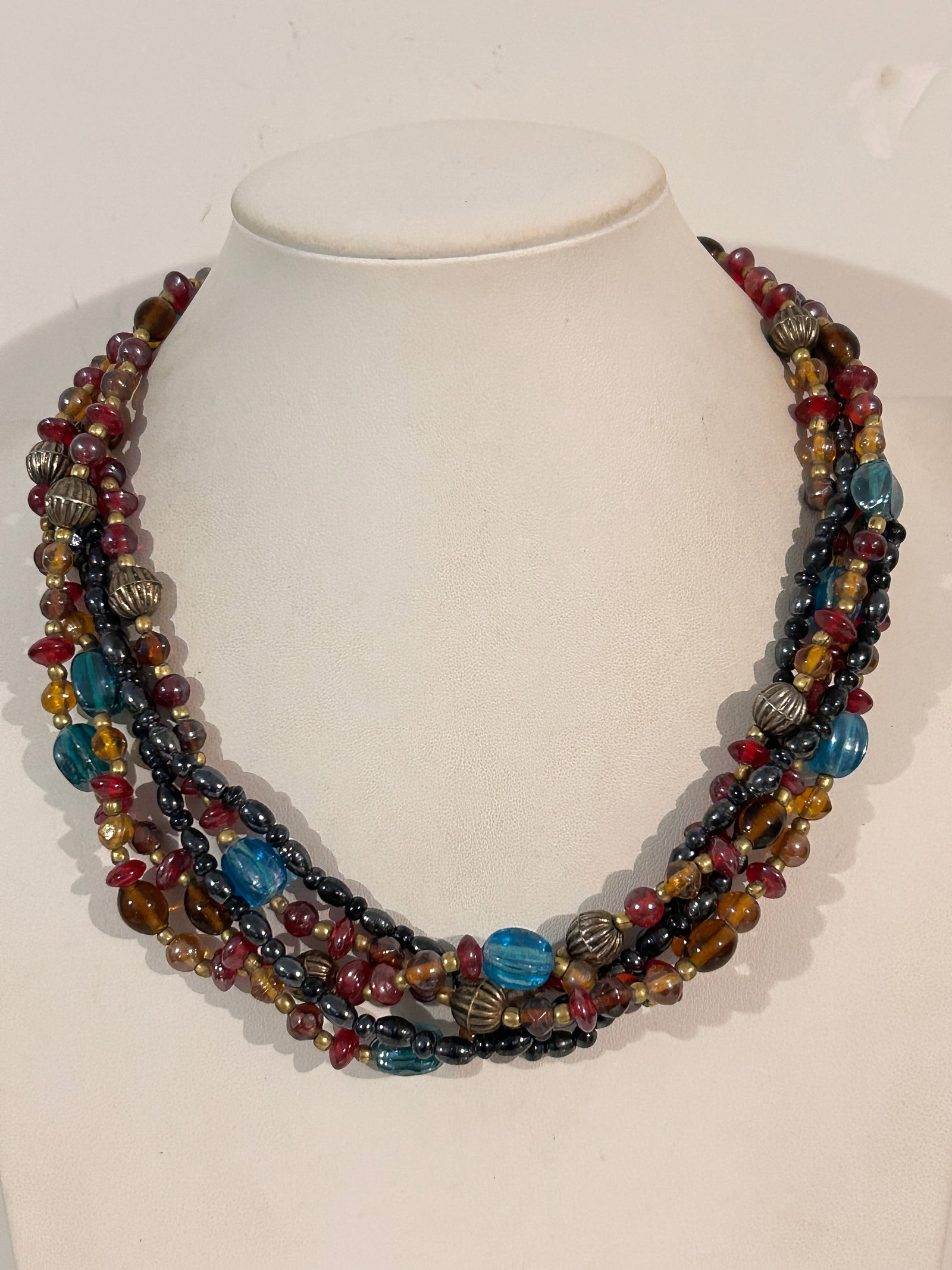 Vintage 5 strand glass bead Necklace 17": Item comes exactly as shown Know what you are bidding on. Carefully refer to and examine all photos, ask questions, do research, etc., to determine (Authinticity) . before bidding in order to determin