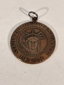 Vintage 1886-1986 Statue of Liberty Centennial Numbered Medallion Pendant Medal Coin