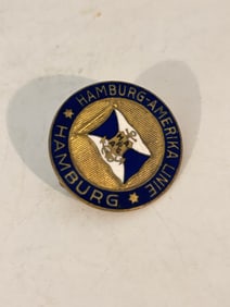 Rare Hamburg America HAPAG Original Enamel Badge - Cruise Liner - Shipping Badge - Crew Badge