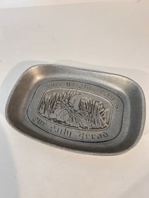 Vintage Give US This Day Our Daily Bread Tray Pewter