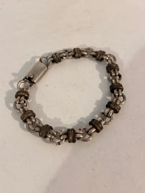 Vintage Sterling Silver TU-13 Large Knot Link Men's Chain Toggle Bracelet 28 Grams 8"
