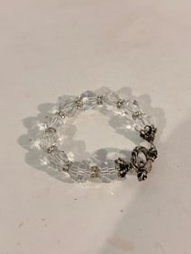 Vintage Sterling Silver heavy crystal Bracelet Sz 7.5"