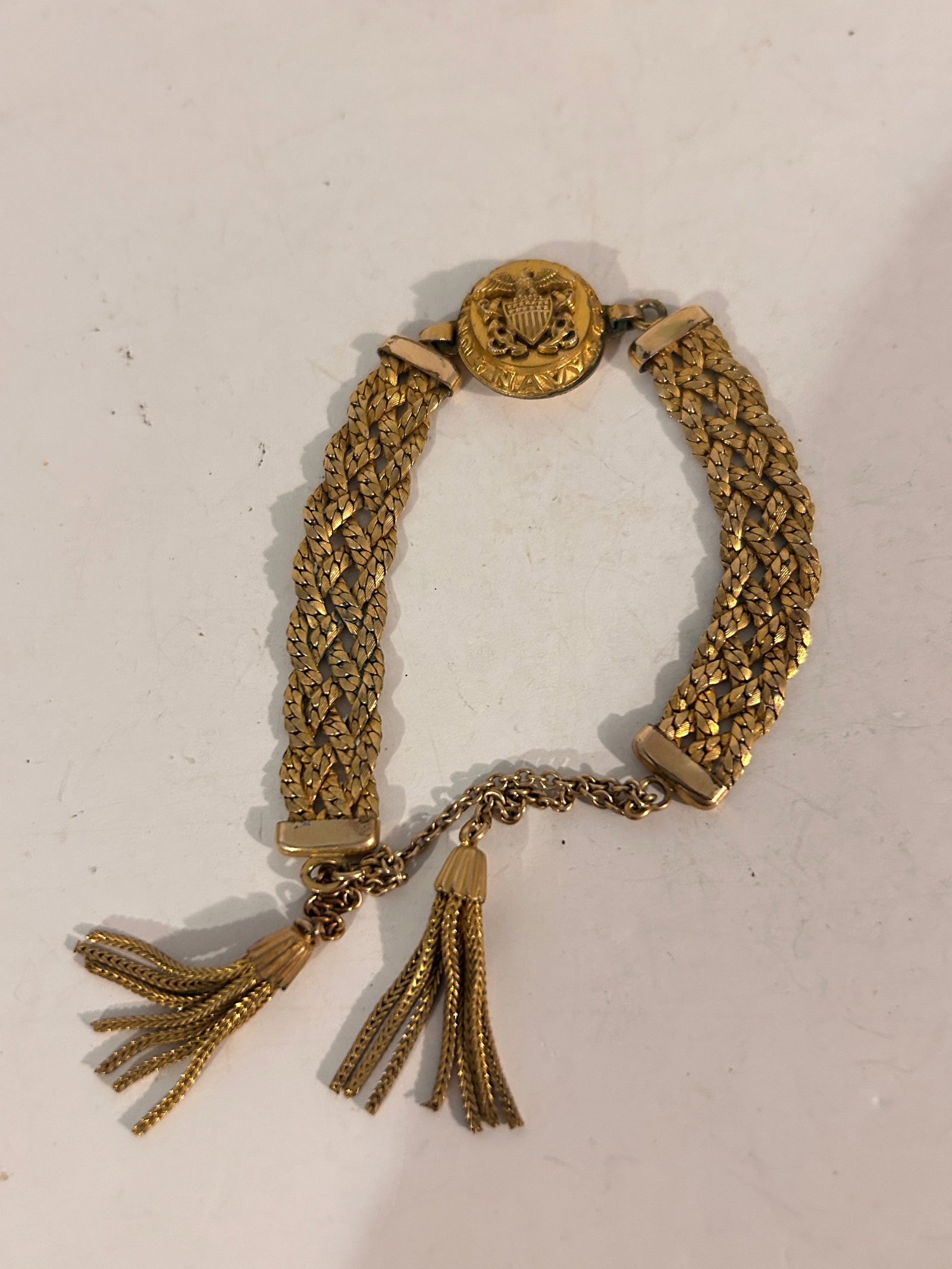 Vintage 14K Gold Filled Navy Bracelet 14K Pendant 7": Vintage 14K Gold Filled Navy Bracelet 14K Pendant 7" Please view all photos as they are part of the description and condition of this Item, Feel free to contact me with questions or picture requests! 