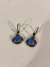 Vintage Sterling Silver Earrings Hoop Style Intricate Design Post Backs