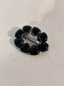 Vintage Sterling Silver onyx Brooch