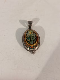 Vintage Sarda Sterling Silver 925 hand painted Pendant