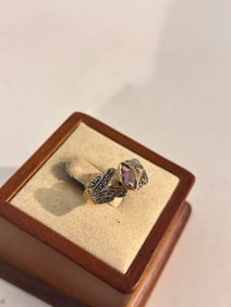 Vintage Sterling Silver Amethyst Ring Sz 6