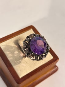 Vintage Sterling Silver tested Moissanite Ring Sz 8