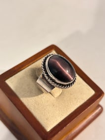 Vintage Sterling Silver Tigers Eye Ring Sz 7
