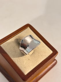 Vintage NF 925 Signed Sterling Silver Modernist Ring Sz 7