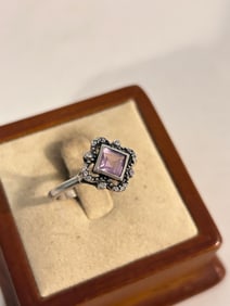 Vintage Sterling Silver Amethyst Ring Sz 9