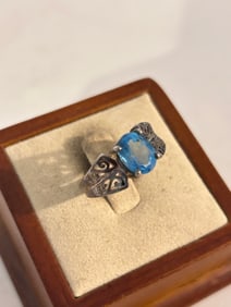 Vintage Han Sapphire Sterling Silver Tested Ring Sz 6