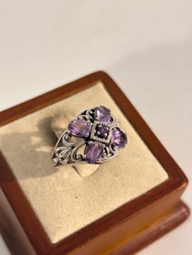 Vintage Sterling Silver Amethyst Ring Sz 6