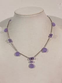Vintage Sterling Silver Gem Stone Necklace Sz 16"
