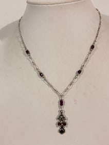 Vintage Sterling Silver cherry Necklace Sz 16"