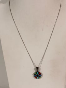 Vintage Sterling Silver Pendant Necklace Sz 24"