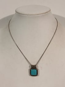 Vintage Sterling Silver Thailand Pendant Necklace Sz 15"
