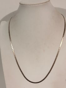 Vintage Sterling Silver Herringbone Necklace Sz 22"