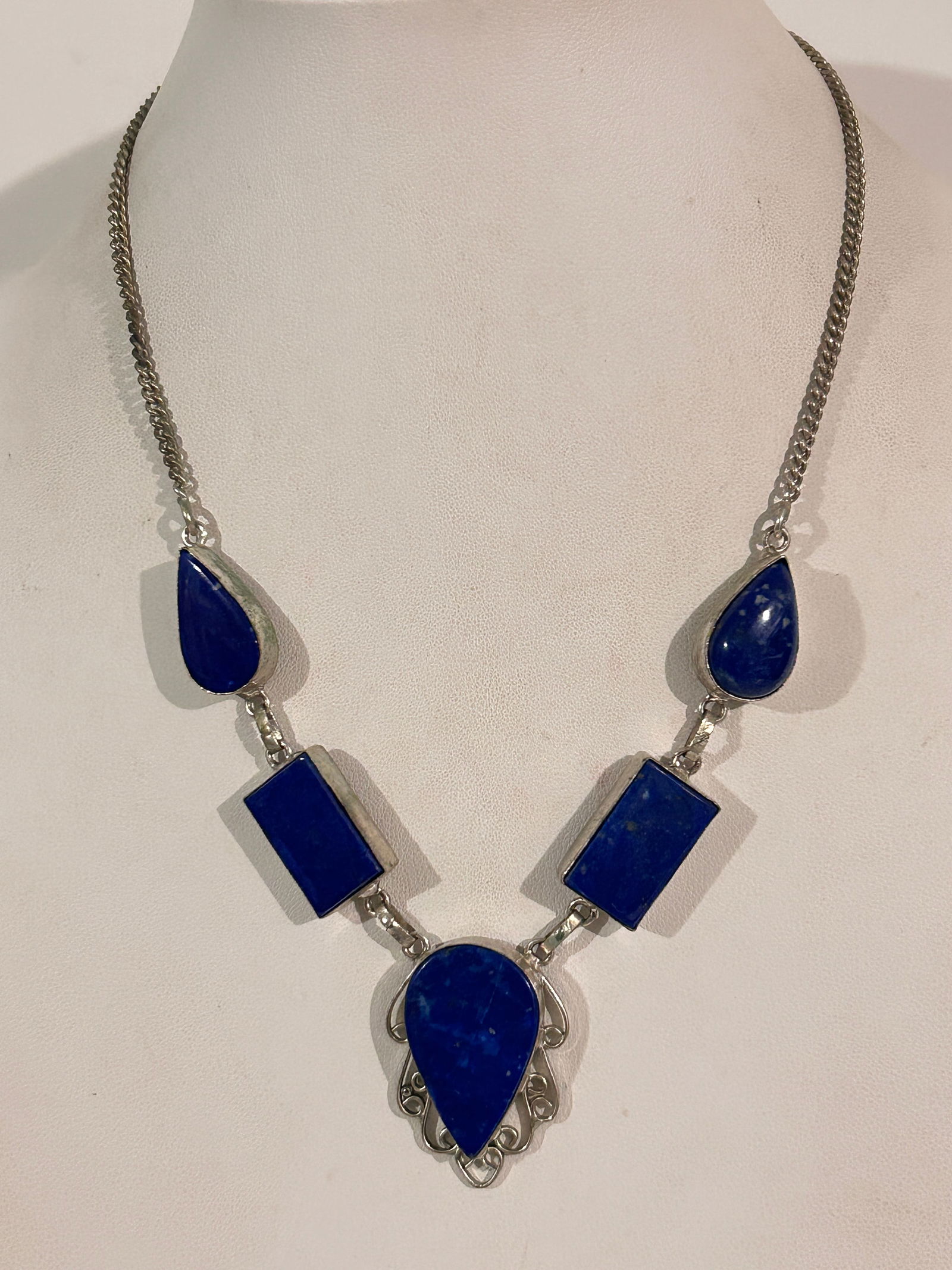 Vintage Lapis Lazuli  Sterling Silver  Pendant Necklace 18" (1 of 5)