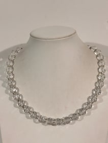 Vintage Sterling Silver heavy Crystal Necklace Sz 20"