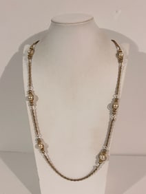 Vintage Gold tone Faux Pearl Necklace Sz 36"