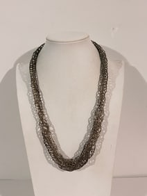 Vintage Silver Mesh Necklace Sz 23"