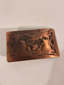 Vintage Copper Horse Belt Buckle