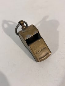 Vintage Military Brass Whistle With Cork Ball WW1 Or WW2