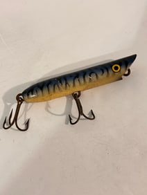 Vintage Gibbs Wood Popper Blue Mackerel Striper Striped Bass Surf Fishing Lure