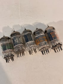 Vintage Lot of 5 12AX7 Mixed Tubes