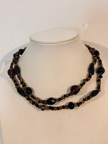 Vintage Glass Bead Necklace sz 34"